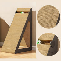 Freestanding Cat Scratching Ramp Wooden Triangular Cat Scratcher Angled Pet Supply for Indoor Cats, Kittens, Corner, Living Room, Home