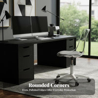 Armless Vanity Stool Comfortable rotating Chair Rolling casters for Students, Teens