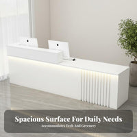 Modern Reception Desk Sturdy Construction Commercial Checkout Counter Scratch-resistant Surface Store Counter with Wood Grain and Marble Texture Suitable for Retailers Business Owners Workplaces