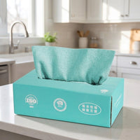 Reusable Microfiber Cleaning Cloths, 20cm x 20cm Cleaning Cloths for Kitchen and Dishes, Oil-Resistant Extractable Cloth in Pull-Through Box