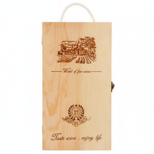2 Pieces Wine Storage Container Solid Wood Display Box Dual Bottle Feature Reusable Design Portable Handle Suitable for Gift Occasions Wine Lovers Home Storage