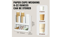 Two-Tier Cup Storage Rack Wall-Mounted Coffee Bar Organizer Freestanding Paper Cup Dispenser Space-Saving for Offices, Cafes, Breakroom, Kitchen Countertop