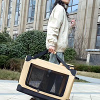Rolling Pet Carrier Breathable Mesh Wheeled Feline Carrier Hand Carry for Travel