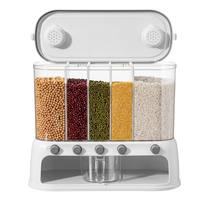 Rotating Grain Dispenser, Food Storage Container, Cereal Dispenser Box, Kitchen Organizer, 6 Compart - Japanese, Export Buckle Model