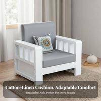 Solid Wood Sofa Set Sturdy Construction 3 Seater Wooden Sofa High-Resilience Foam Cushions Modern Chinese Design Couch for Home, Lounge