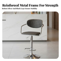 Adjustable Armchair with Woven Seat Waterproof Swivel Stool Quiet Wheels for Bar