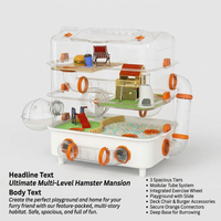 Large Hamster Cage 2 Tiers, Acrylic Hamster Cage with Accessories, DIY Customizable Habitat for Small Pets, Hamster Cage for Exploration