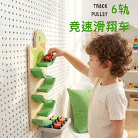 早教儿童趣味小熊滑翔车翻滚车幼儿益智惯性溜溜车木制滑滑车玩具