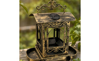 Bird Feeder with Solar Light Distressed Bird Feeder with Tray Easy to Hang for Gardeners, Garden, Yard, Patio