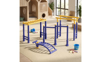 4 Pieces Mini Miniature Gym Set Plastic Dollhouse Playground Equipment Two-Tone Miniature Parallel Rails Colorful for Children, Collectors, Pretend Play, School Diorama