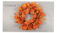 跨境万圣节秋季枫叶花环 塑料藤感恩节桉树叶挂件丰收节门饰花圈