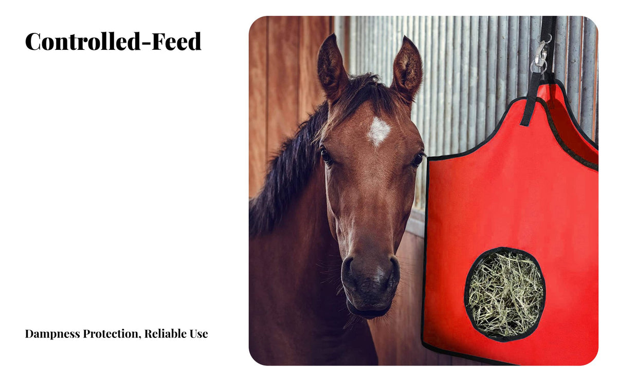Slow Feeder Hay Bag for Horse Heavy Duty 600D Oxford Hanging Feed Bag for Sheep, Goats, Feed Hole Hay Feeder