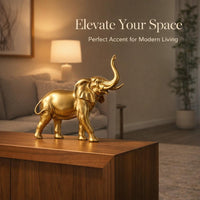 Elephant Statue Sculpture Gold Mother and Child, Synthetic Resin Feng Shui Eleph #variant:Trunk Up