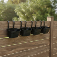 5 Pieces Hanging Planter with Hooks Oval Railing Planter Easy-to-Hang for Fence