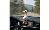 Cute Duck Figurine with Flower Adorable Dashboard Duck Mini Car Decor Miniature for Drivers