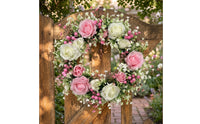 Door Wreath with Roses Realistic Rose Wreath Long-Lasting for Entryway, Wall