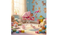 Foldable Doll strollers Metal Frame Baby Doll Pram Wheeled Children's Toy