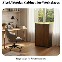Wooden Office Cabinet Large Capacity Locking Storage Cabinet Multi-Functional Design Office Credenza for Professionals, Study Room, Reception Area