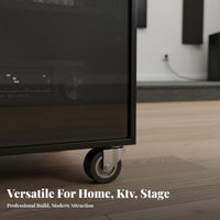 KTV Equipment Cart Sturdy & Stable Mobile Audio Cabinet Heavy Duty AV Equipment Rack on Wheels for Professionals, DJs, Stage, Studio, Home Theater