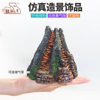 Aquarium Decoration Pneumatic Volcano Resin Ornament for Fish Tank