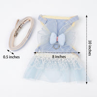 Cat Harness and Leash Set Princess Dress, Cat Walking Harness with Skirt and Bow, Non-Retractable Leash for Outdoor Walking Gear, Pink