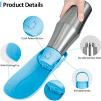 Stainless Steel Pet Water Bottle for Dogs and Cats, Portable Outdoor Travel Cup