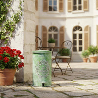 Garden Iron Dustbin Retro Style Decorative Pedal Waste Bin Easy to Clean Ornate Courtyard Trash Can
