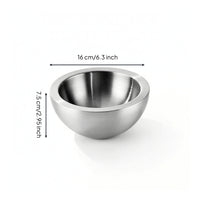 Stainless Steel Salad Bowl Brushed Metal Double-Layer Bowl for Kitchen, Dining Table