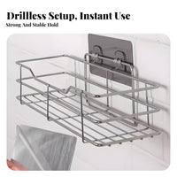 Adhesive Shower Basket Multi-Purpose Wall Shelf Rustproof for Renters, RV Owners