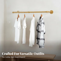 Retro Design Industrial Pipe Clothes Rack Space Saving Wall Mounted Garment Bar Easy to Install for Retail Shop, Boutique, Walk-in Closet
