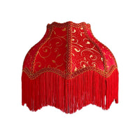Lampshade with Fringe Velvet Dome Lampshade Textured for Guesthouses