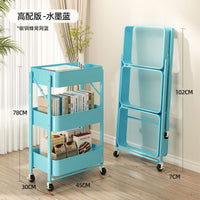 Foldable 3-Tier Utility Cart with Wheels, No Installation Needed