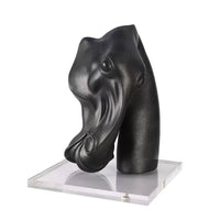 Horse Head Statue with Acrylic Base Freestanding Ornament Stable for Bookshelf