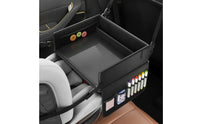 Leather Car Backseat Organizer with Tray Waterproof Car Back Seat Organizer with Tray Wear-Resistant Easy to Clean for Children, Toddlers, Parents, Road Trips