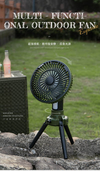 Portable Rechargeable Camping Fan with Light, USB