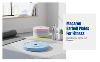 Macaron Rubber Barbell Plate, 45cm Large Hole, Fitness, Deadlift, Leg Press, Glute Thrust, Women, Multi-Color, Home Gym