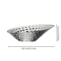 Silver Fruit Bowl Lustrous Hammered Metal Bowl Modern for Entryway Console