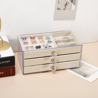Three-Layer Flannel Jewelry Storage Box with Drawer