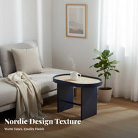 Oval Cane-Topped Side Table Woven Top Nightstand Minimalist Design for Students