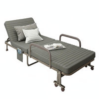 Office Rest Lounger Foldable Design Single Folding Cot Space Saving Folding Cot Bed with Mattress for Caregivers, Adults, Living Room, Bedroom
