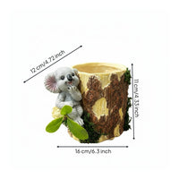 Koala Planter Resin Tree Trunk Planter Open Top for Garden