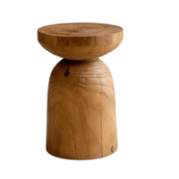 Wabi-Sabi Hardwood End Table, Retro Distressed Tea Table, Creative Base