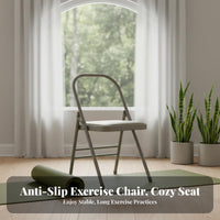Foldable Mindful Movement Auxiliary Chair Padded Seat Backless Mindful Movement Chair Reinforced Double Bar Design Folding Exercise Stool Multifunctional for Beginners, Seniors, Home