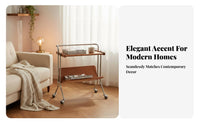 2-Tier Rolling End Table Vintage aesthetic Mobile Storage Multi-Functional