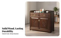 Multi-Functional Wooden Tea Cabinet Long-Lasting Construction Solid Wood Console Cabinet Traditional Design Carved Wood Sideboard Intricate Carvings for Homeowners, Interior Decorators, Renters, Living Room, Office, Bedroom, Hallway