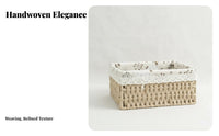 clothLined Woven Container With Handles Handled Utility Carrier Handmade