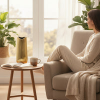 Ribbed Vase Reflective Cylindrical Vase Flower Holder Modern Vessel Tall for Home Decorators, Living Room, Mantel