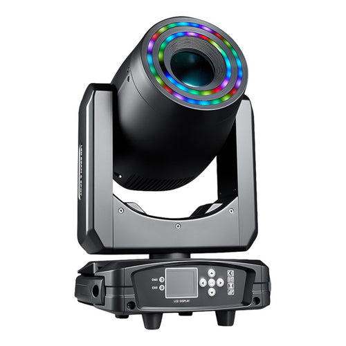 Moving Head Light with Circle 200W Moving Head with LED Circle Professional Lighting Control-Controlled for DJ, Music Festivals, Weddings, Rooms
