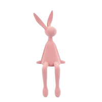 Shelf Sitter with Dangling Legs Flocked Bunny Figurine Small for Living Room