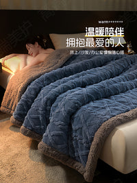 德国塔芙绒毛毯三层加厚冬季盖毯珊瑚绒被子羊羔绒毯子沙发午睡毯